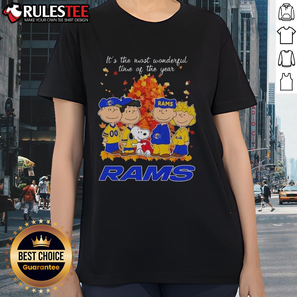 Awesome The Peanuts Character Los Angeles Rams It's The Most Wonderful Time Of The Year T-Shirt - Image 3
