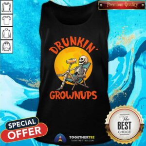 Alternative view of Funny Skeleton Drinking Beer Halloween Drinker Drunkin Grownups T-Shirt