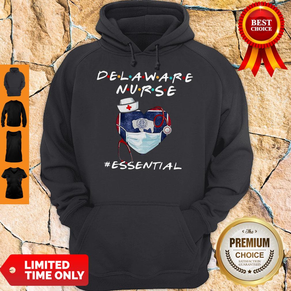 Official Delaware Nurse Heart Stethoscope Delaware Flag Shirt - Image 3