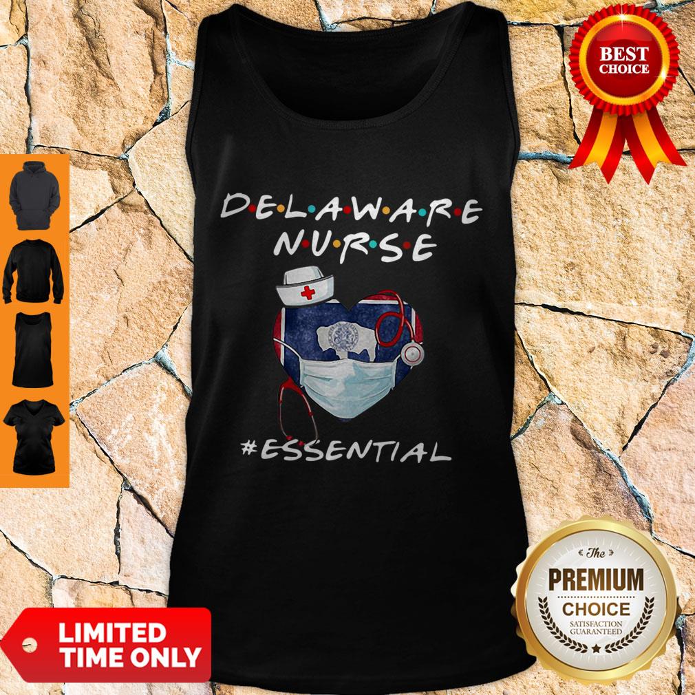 Official Delaware Nurse Heart Stethoscope Delaware Flag Shirt - Image 5