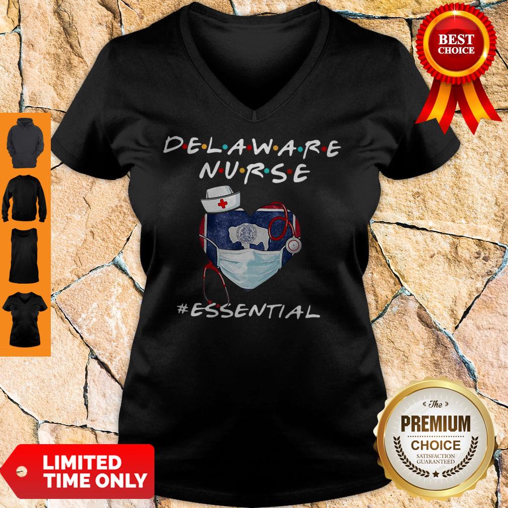 Official Delaware Nurse Heart Stethoscope Delaware Flag Shirt - Image 4