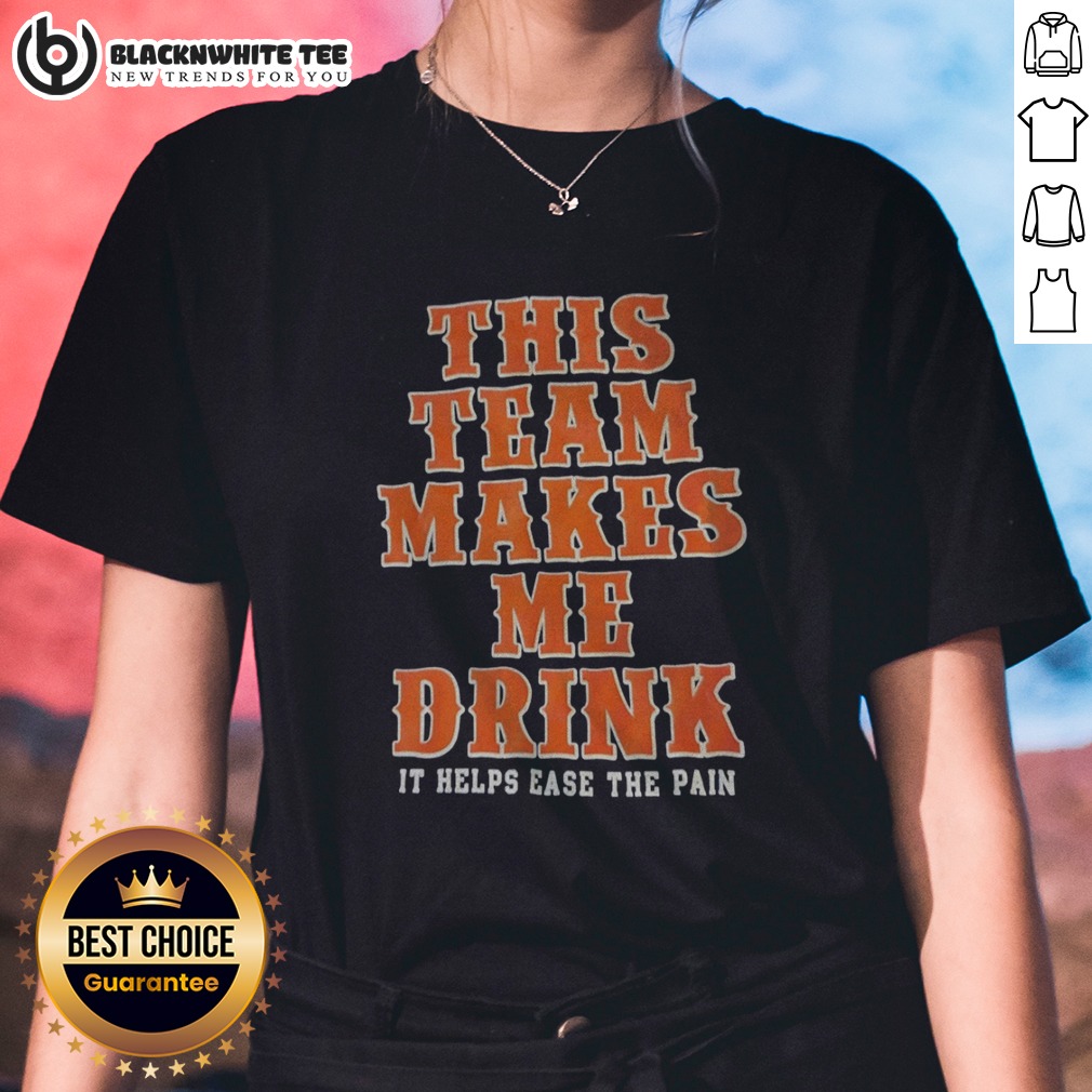 Top This Team Makes Me Drink Orange Blue It Helps Ease The Pain Ny Mets Shirt - Image 3