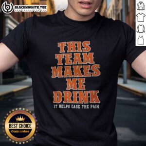 Top This Team Makes Me Drink Orange Blue It Helps Ease The Pain Ny Mets Shirt