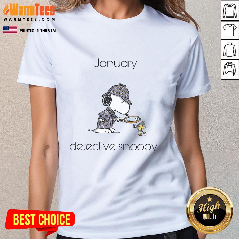 Awesome January Detective Snoopy Woodstock T-Shirt - Image 3