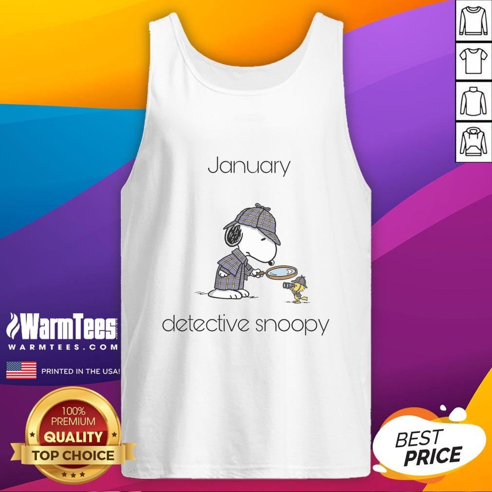 Awesome January Detective Snoopy Woodstock T-Shirt - Image 4