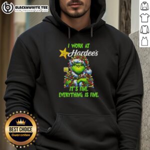 Alternative view of Top Grinch Christmas Tree X Hardee's I Work At It's Fine Everything Is Fine T-Shirt