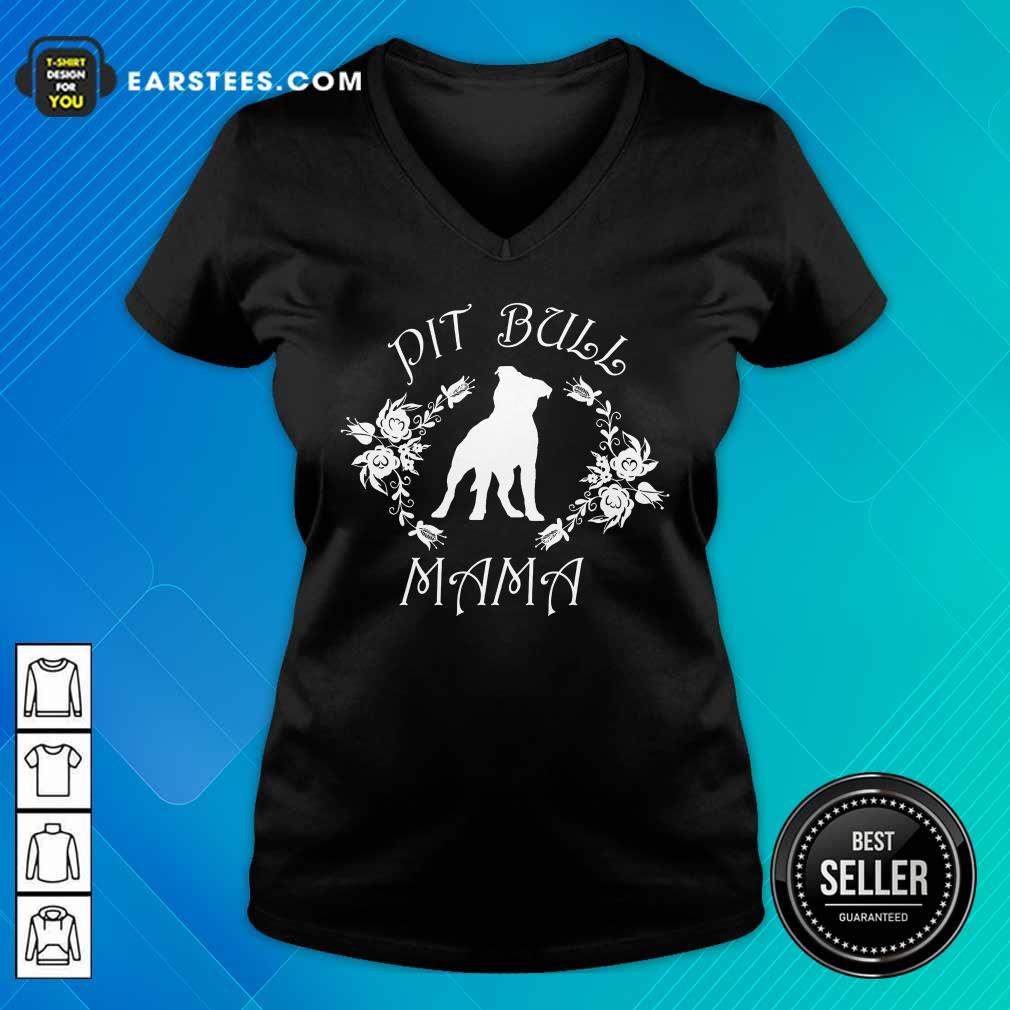 Awesome Pit Bull Mama Flower Shirt - Image 5