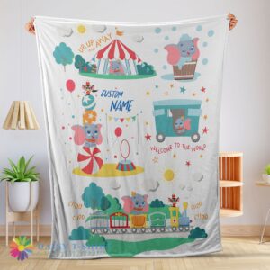 Perfect  Pretty Dumbo Personalized Minky Blanket Circus Elephant Nursery Blanket Fleece Customized Blanket