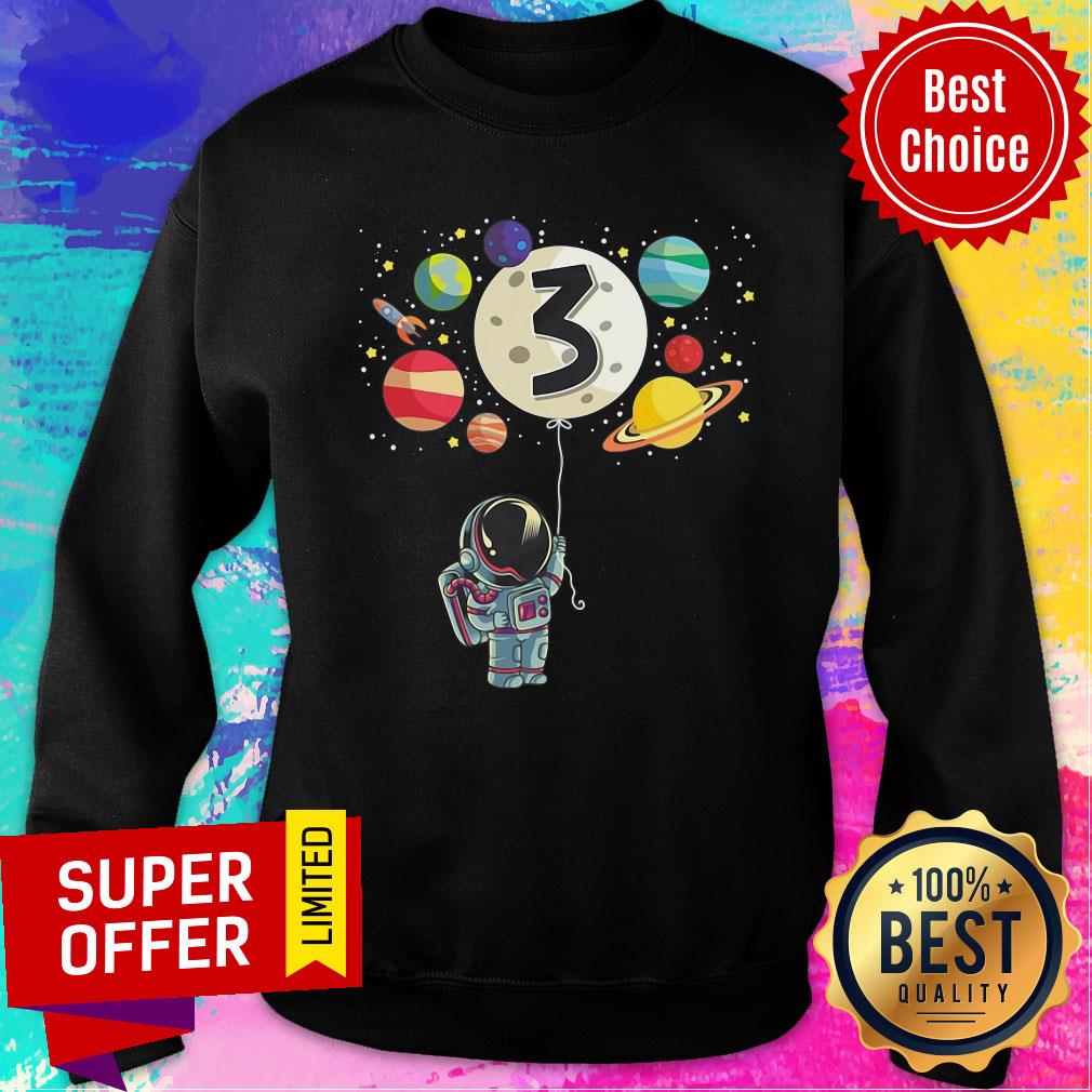 Galaxy 3 Years Old Birthday Boy Gifts Astronaut 3Rd Birthday Shirt - Image 4