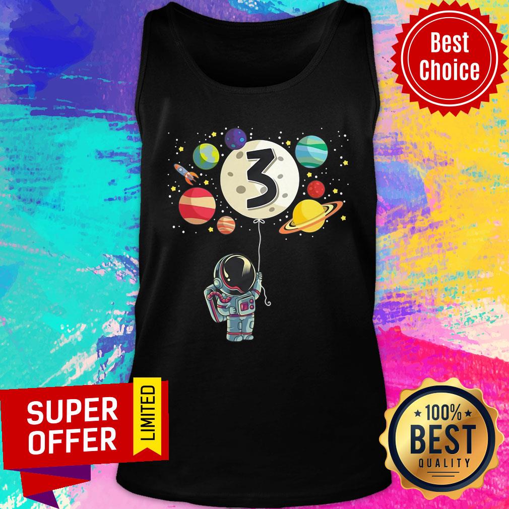 Galaxy 3 Years Old Birthday Boy Gifts Astronaut 3Rd Birthday Shirt - Image 3