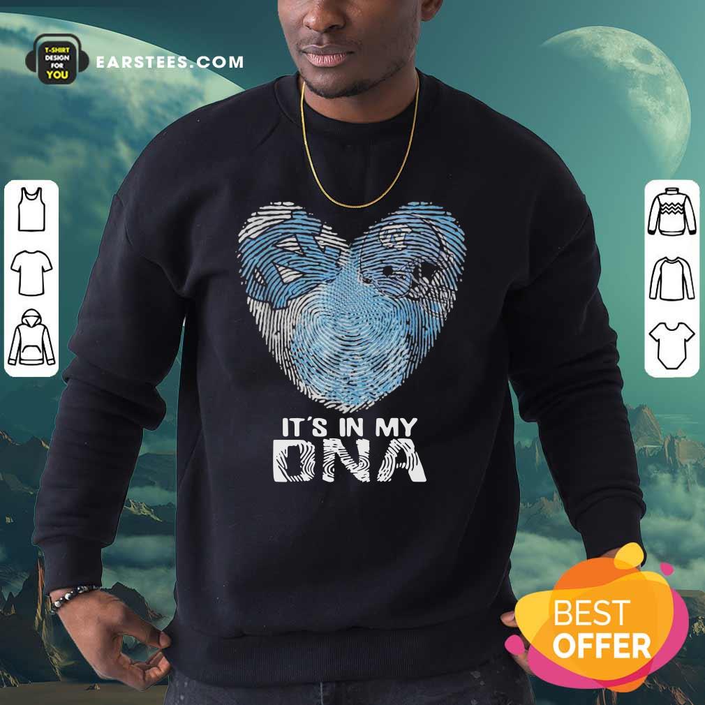 Hot North Carolina Tar Heels Football It’s In My DNA Heart Shirt - Image 5