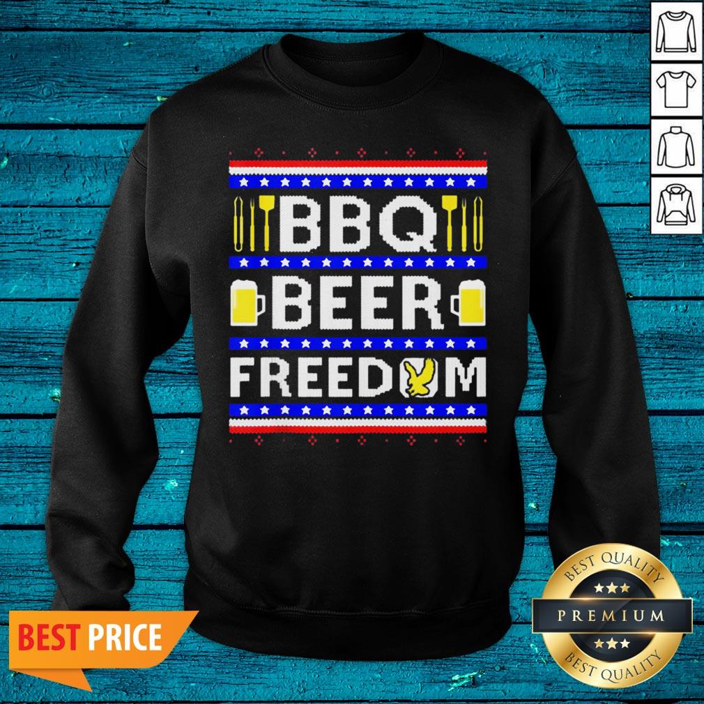 Attractive Bbq Beer Freedom Ugly Christmas Shirt - Image 2
