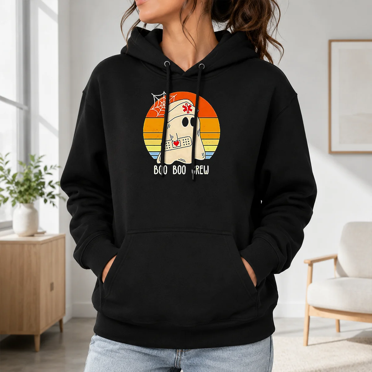 Hot Boo Boo Crew Retro Ghost Nurse Halloween Shirt - Image 7