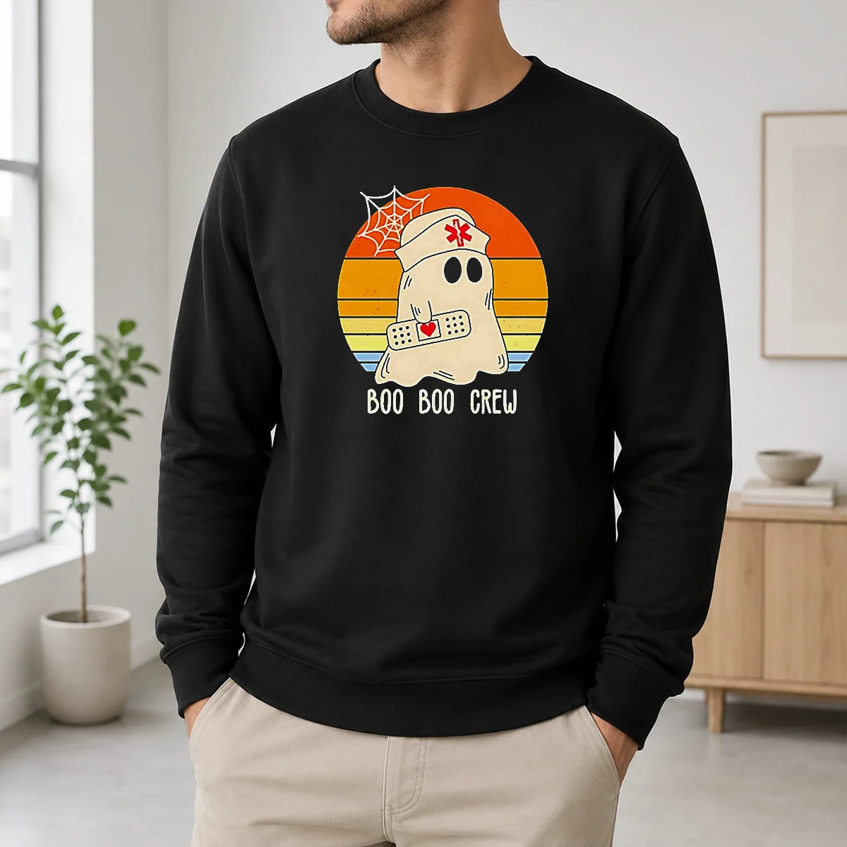 Hot Boo Boo Crew Retro Ghost Nurse Halloween Shirt - Image 6