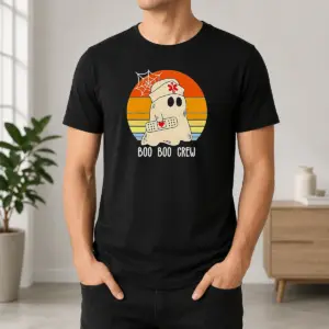 Hot Boo Boo Crew Retro Ghost Nurse Halloween Shirt