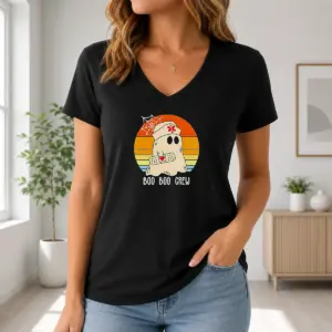 Alternative view of Hot Boo Boo Crew Retro Ghost Nurse Halloween Shirt