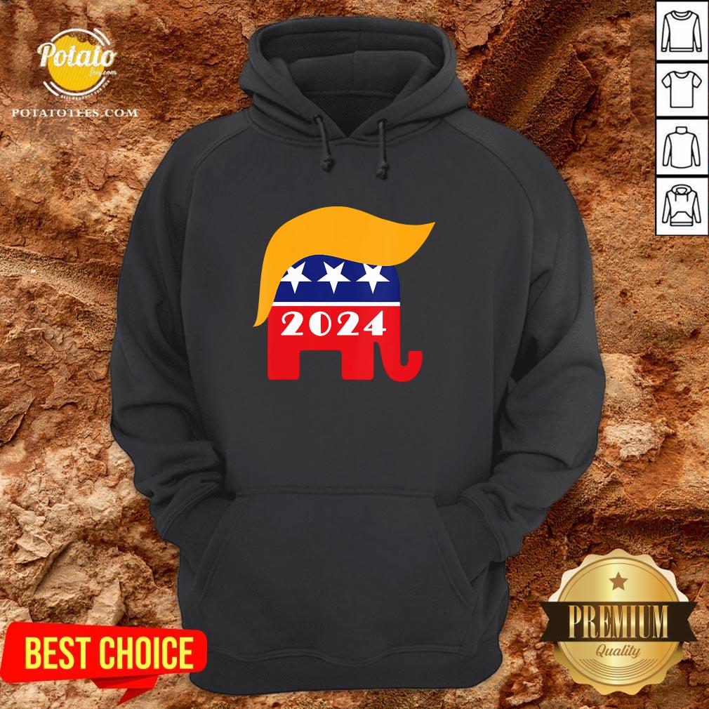 Premium President Trump 2024 Republican Elephant Hair Logo Shirt - Image 5