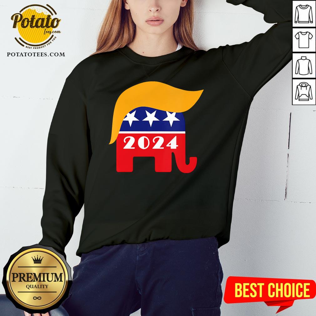 Premium President Trump 2024 Republican Elephant Hair Logo Shirt - Image 4