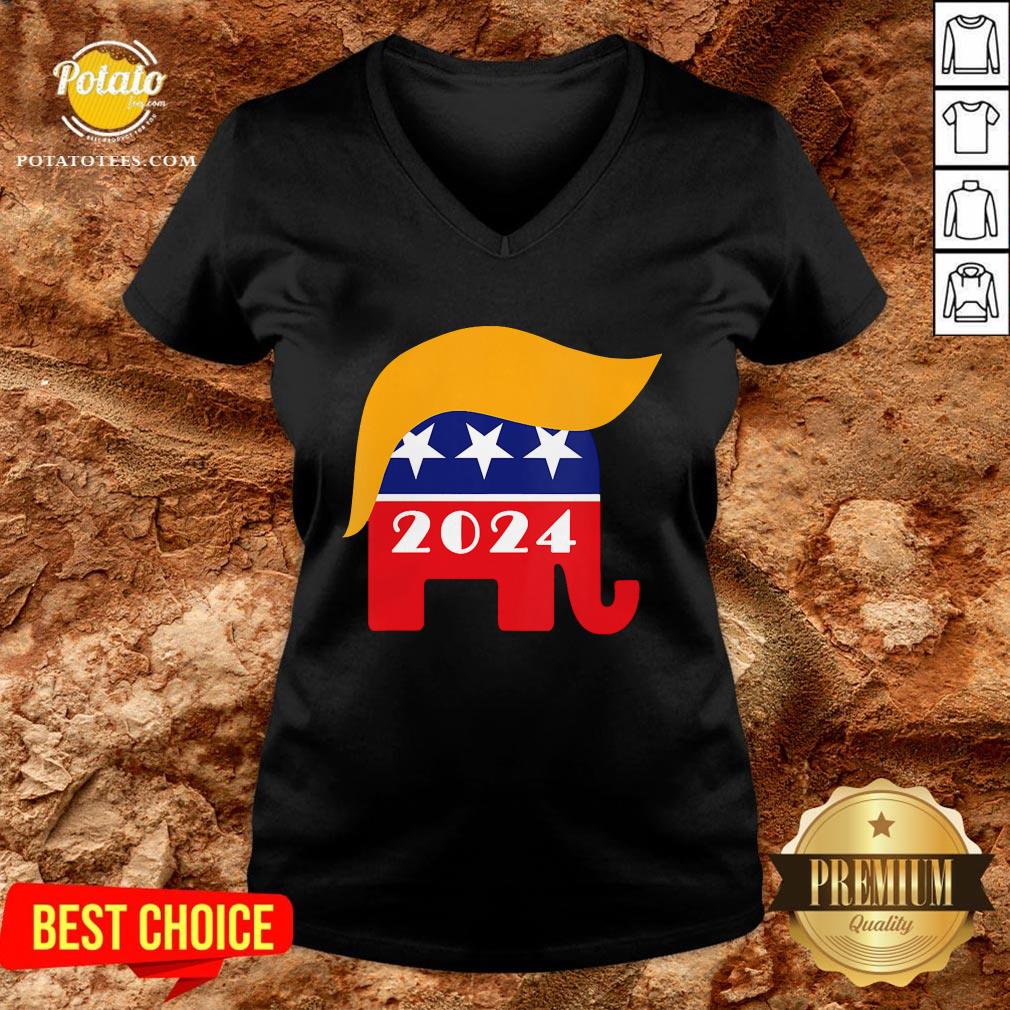 Premium President Trump 2024 Republican Elephant Hair Logo Shirt - Image 2