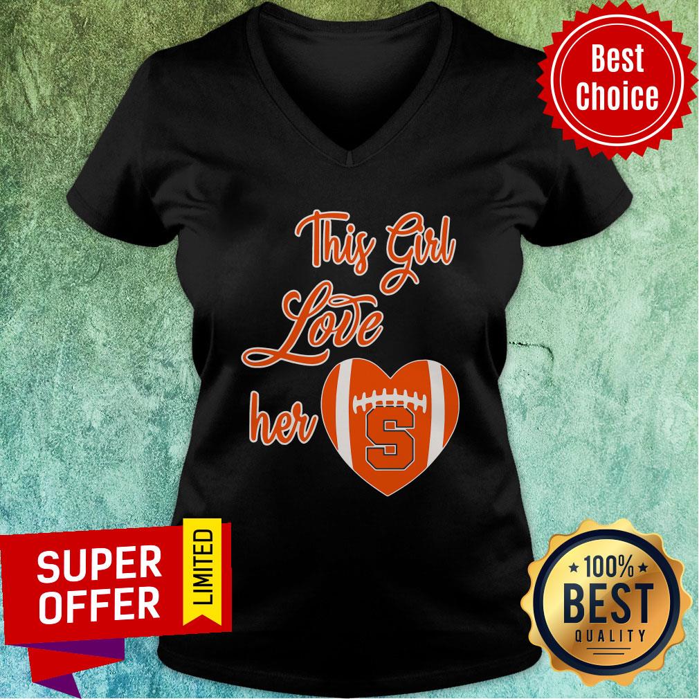 Premium This Girl Love Hear Heart Syracuse Orange Football Shirt - Image 3