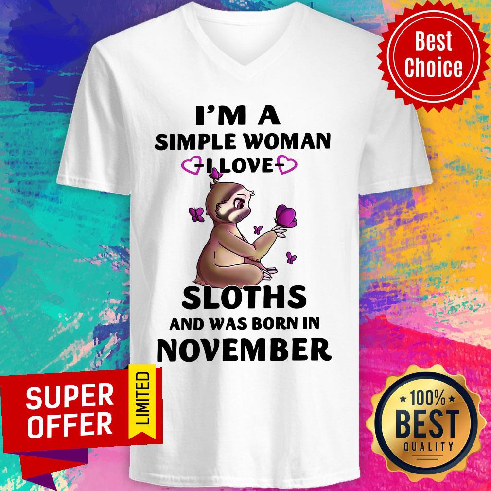 I’m A Simple Woman I Love Sloths And Was Born In November Shirt - Image 2