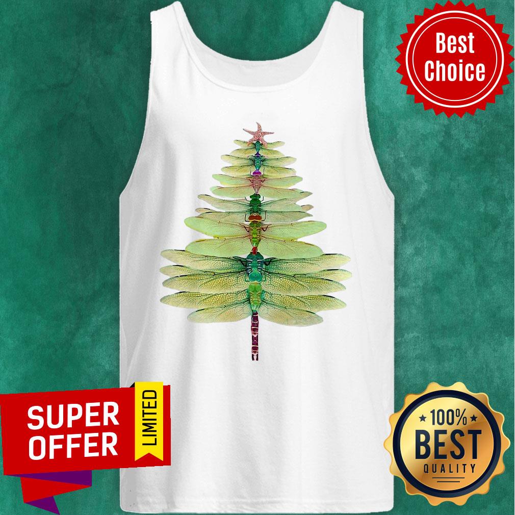 Premium Dragonfly Christmas Tree Print Shirt - Image 4