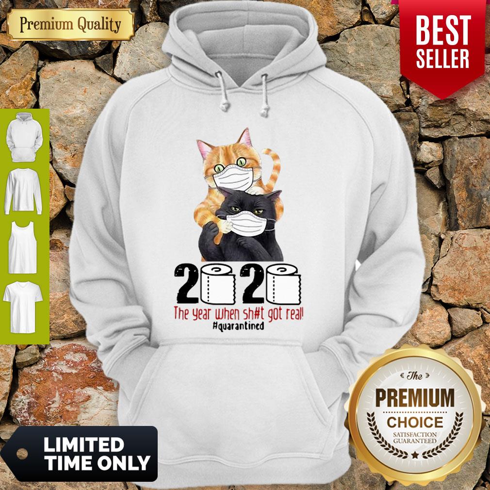 Cats 2020 The Year When Shit Got Real #Quarantined COVID-19 Shirt - Image 4