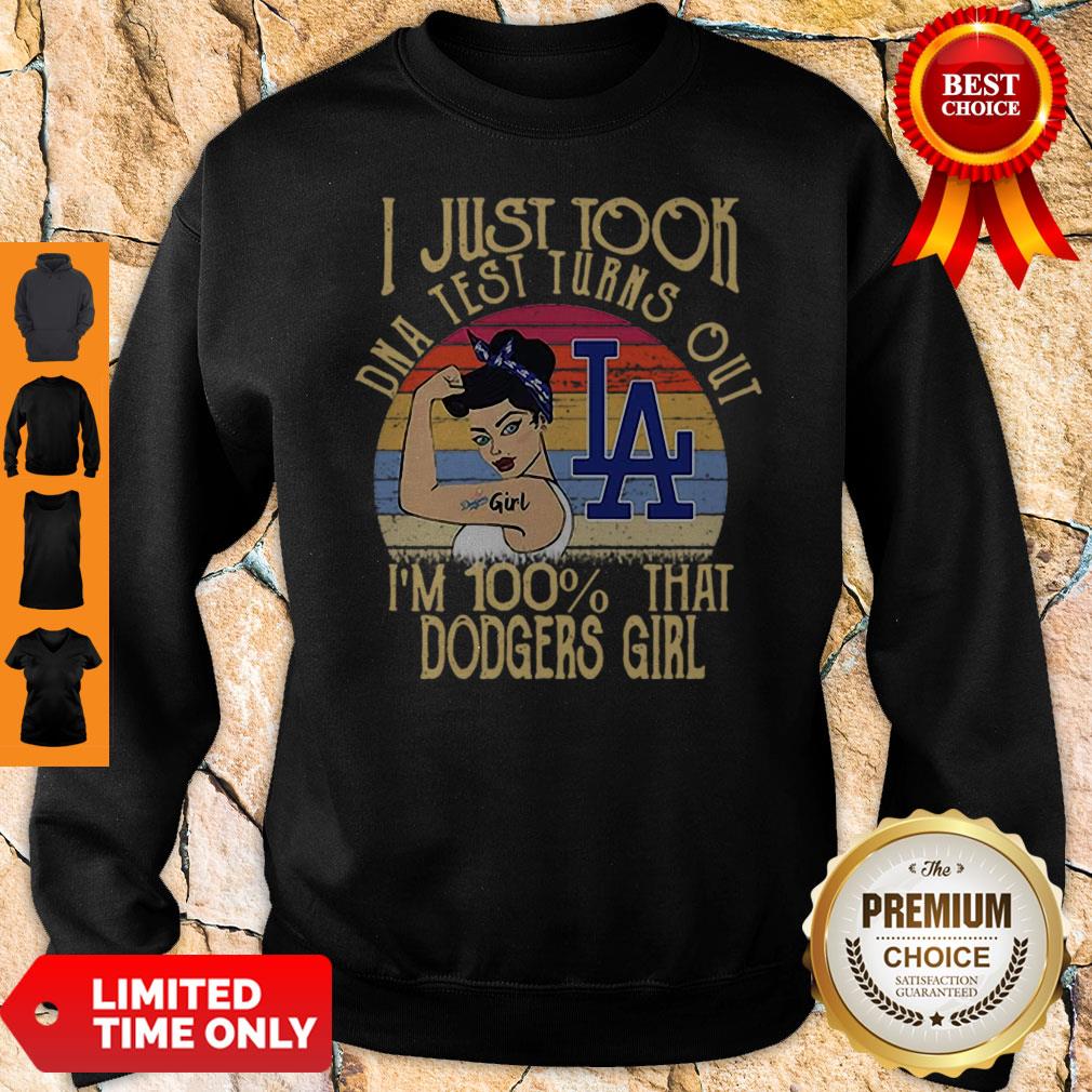I Just Tool DNA Test Turns Out I’m 100% That Dodgers Girl Vintage Shirt - Image 3