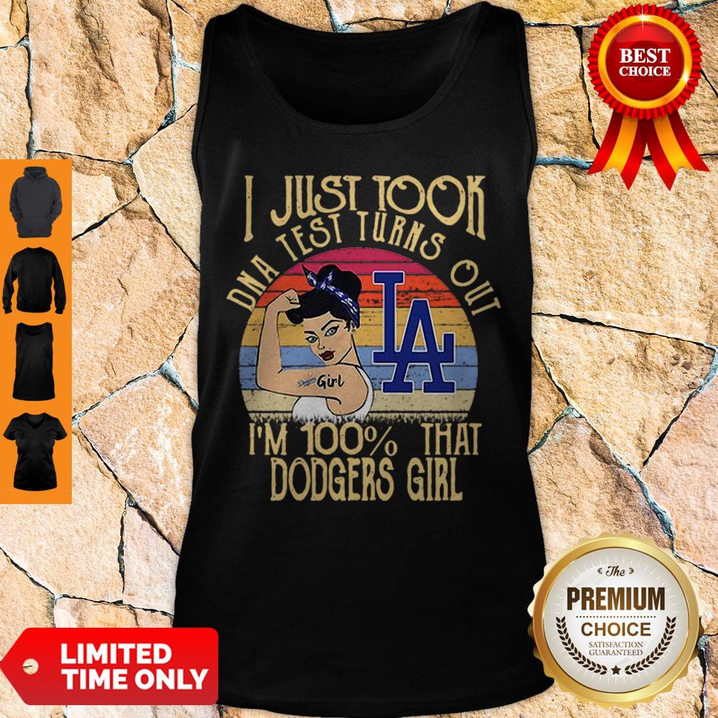 I Just Tool DNA Test Turns Out I’m 100% That Dodgers Girl Vintage Shirt - Image 2