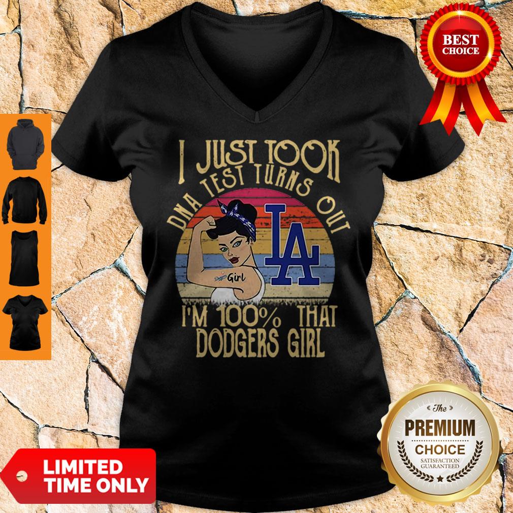 I Just Tool DNA Test Turns Out I’m 100% That Dodgers Girl Vintage Shirt - Image 5