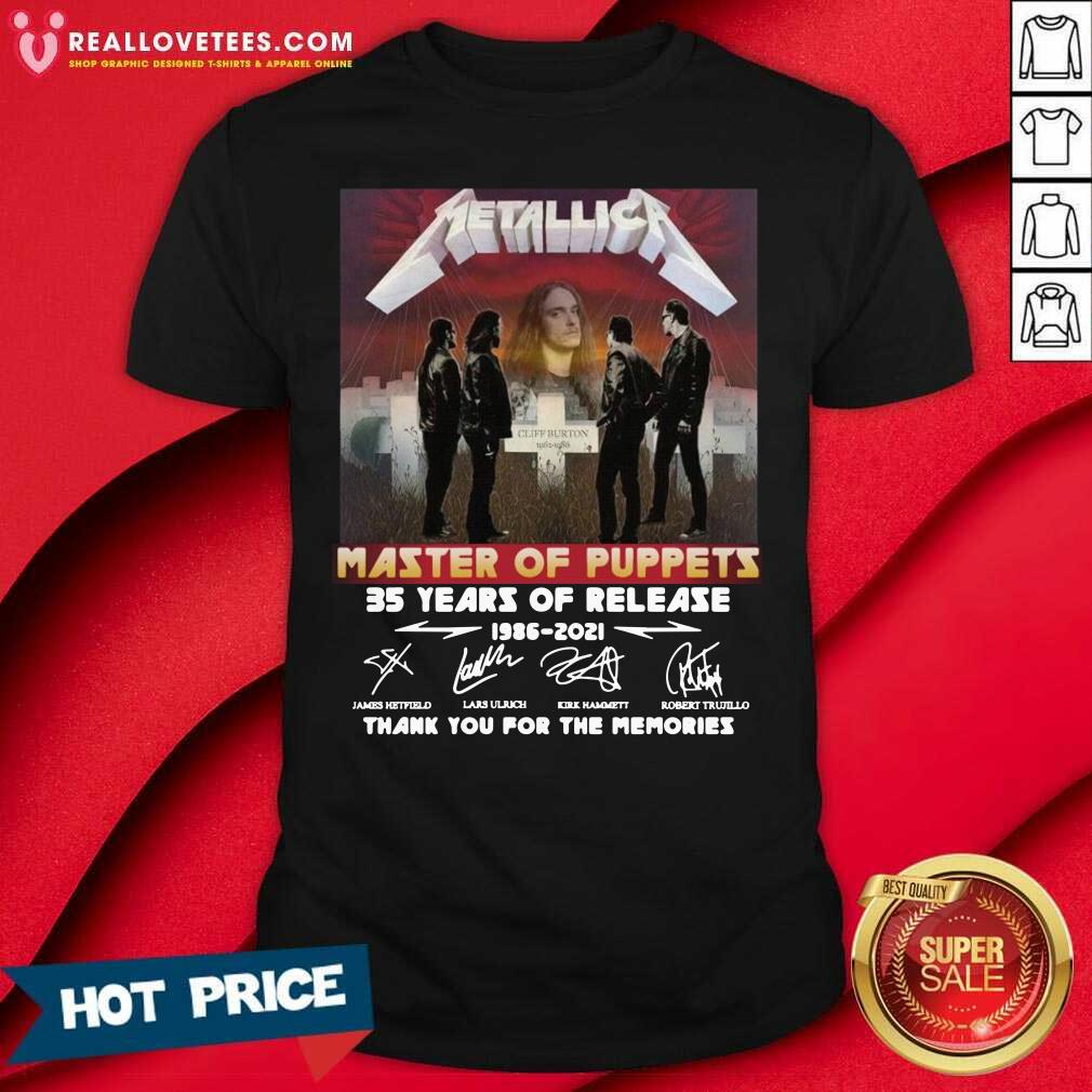 So Metallica Master Of Puppets 35 Years Of Release Thank You For The Memories Signatures Shirt