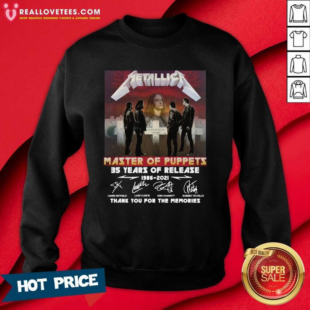 So Metallica Master Of Puppets 35 Years Of Release Thank You For The Memories Signatures Shirt - Image 3