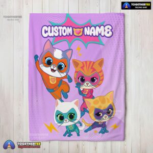Official Super Kitties Assemble Feline Heroes In Action Blanket Fleece Customized Blanket