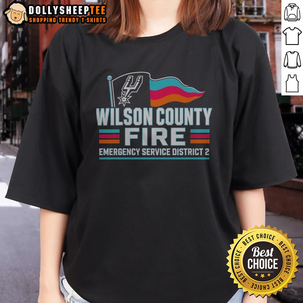 Hot San Antonio Spurs Wilson County Fire Emergency Service District 2 Team Logo Shirt - Image 3