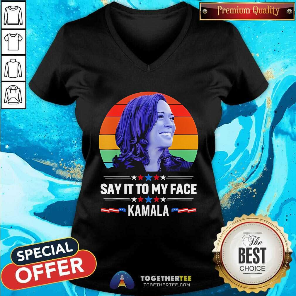 Official Kamala 2024 Say It To My Face Sunset T-Shirt - Image 3