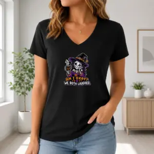 Alternative view of Hot Top Halloween Coffee Skeleton Girl Pixel Shirt