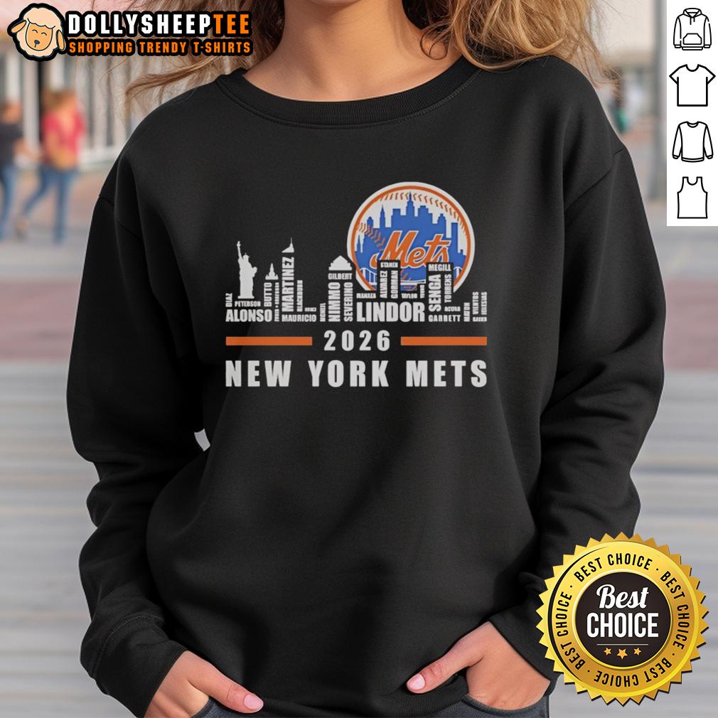 Hot New York Mets Baseball 2026 Name Players City Skyline Word Art T-Shirt - Image 5