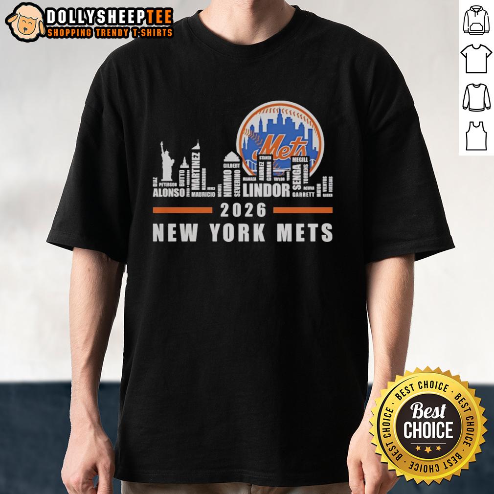Hot New York Mets Baseball 2026 Name Players City Skyline Word Art T-Shirt