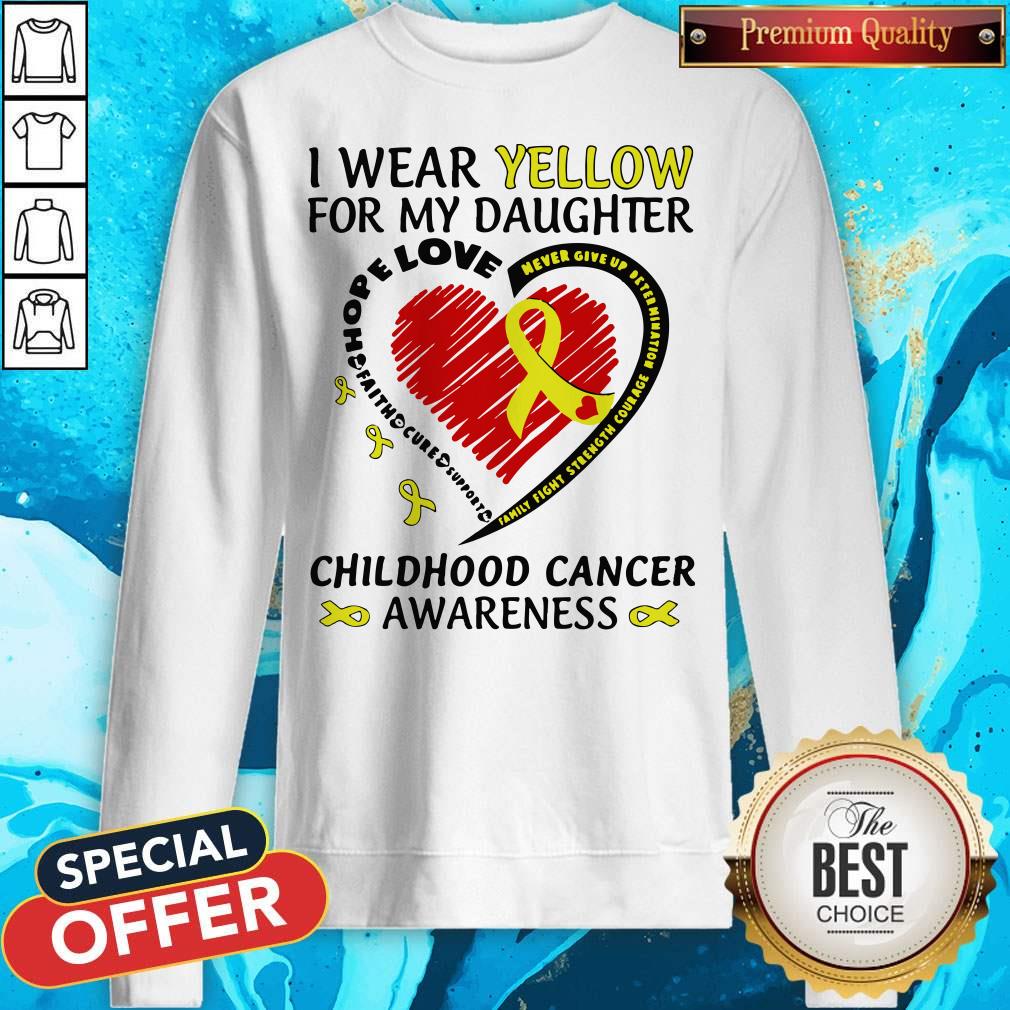 I Wear Yellow For My Daughter Childhood Cancer Awareness Shirt - Image 4