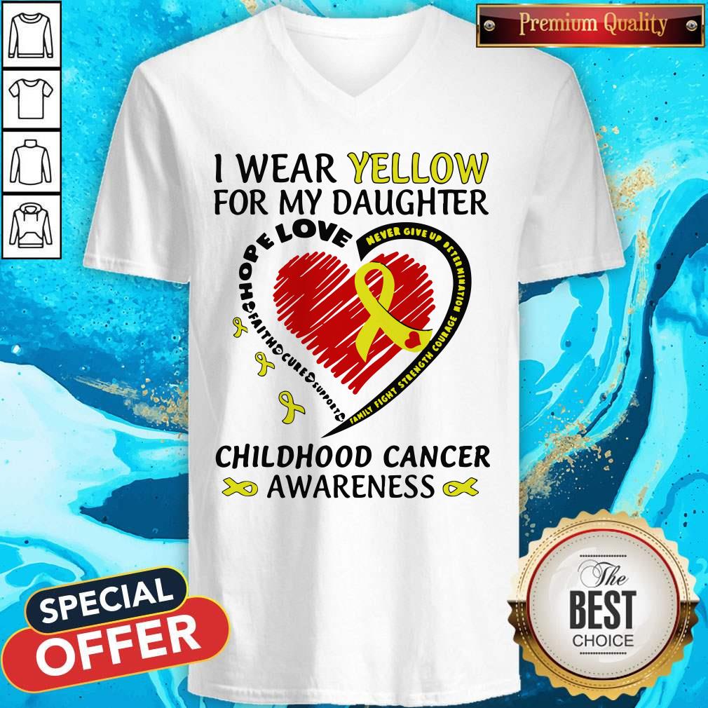 I Wear Yellow For My Daughter Childhood Cancer Awareness Shirt - Image 2