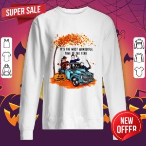 Alternative view of Halloween Horror Characters Riding Car Its The Most Wonderful Time Of The Year Leaves Tree Shirt