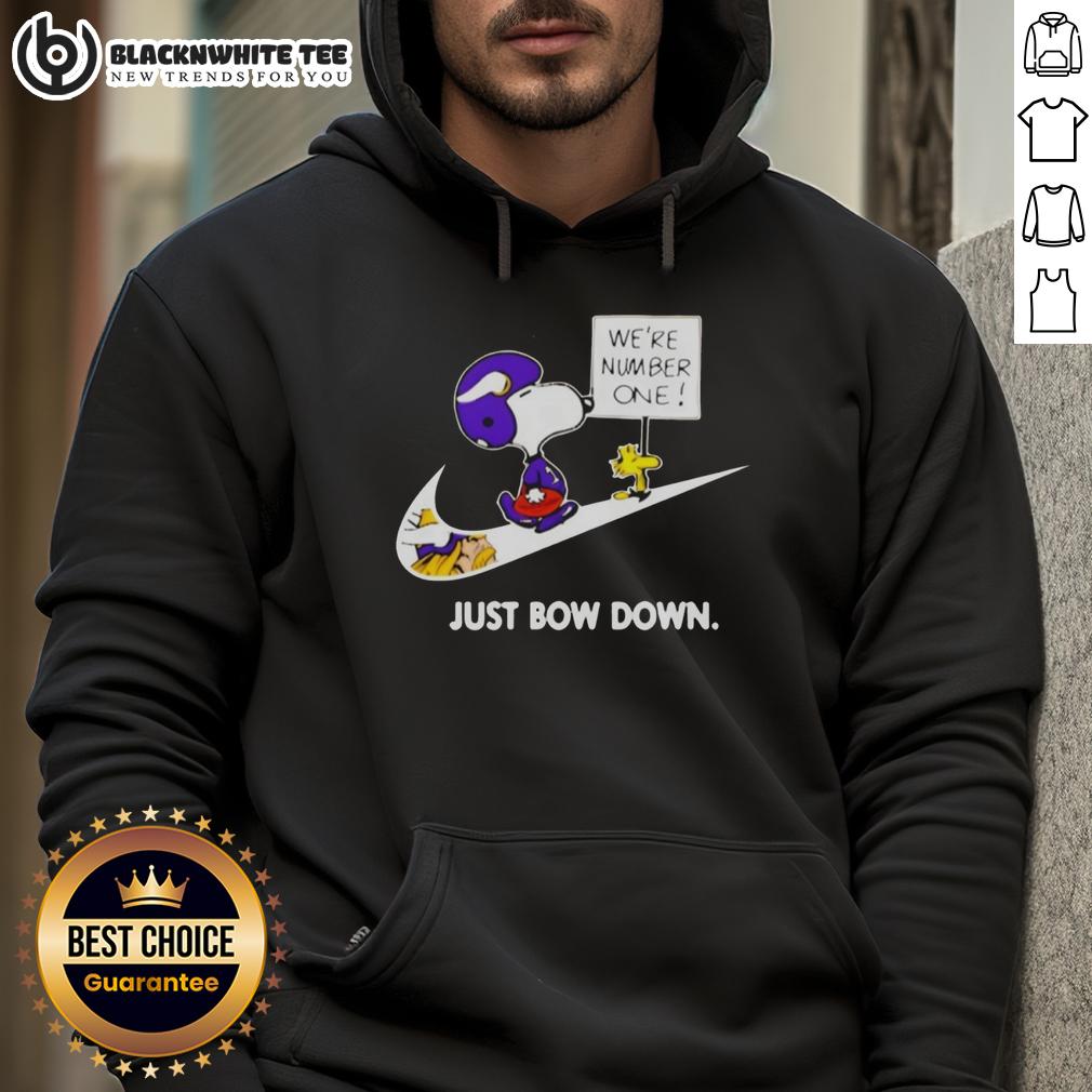 Awesome Minnesota Vikings Are Number One Just Bow Down Snoopy T-Shirt - Image 2