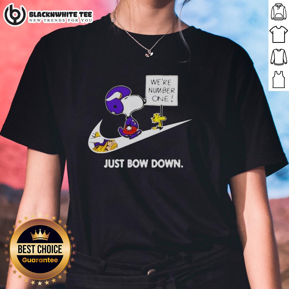 Awesome Minnesota Vikings Are Number One Just Bow Down Snoopy T-Shirt - Image 3