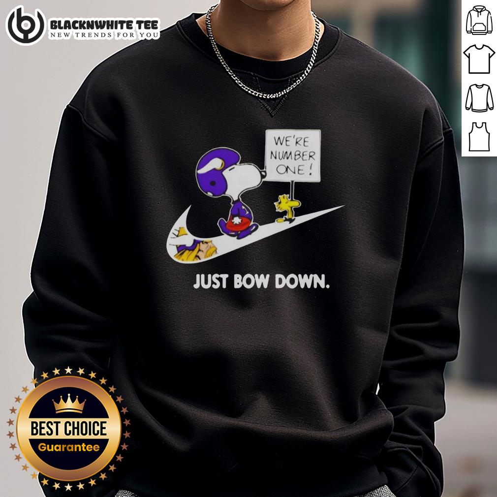 Awesome Minnesota Vikings Are Number One Just Bow Down Snoopy T-Shirt - Image 5
