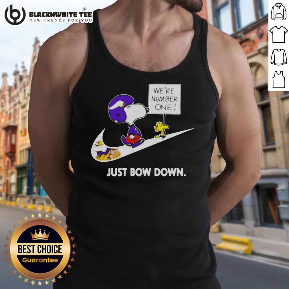 Awesome Minnesota Vikings Are Number One Just Bow Down Snoopy T-Shirt - Image 4