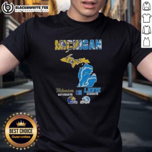 Good Michigan Sports Map Michigan Wolverines Saturdays On Detroit Lions Sundays T-Shirt