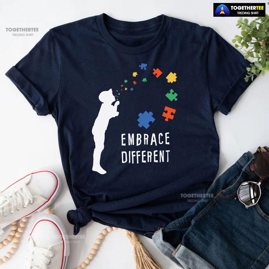 Embrace Different Kid Autism Awareness T-Shirt – Unisex Tee - Image 4