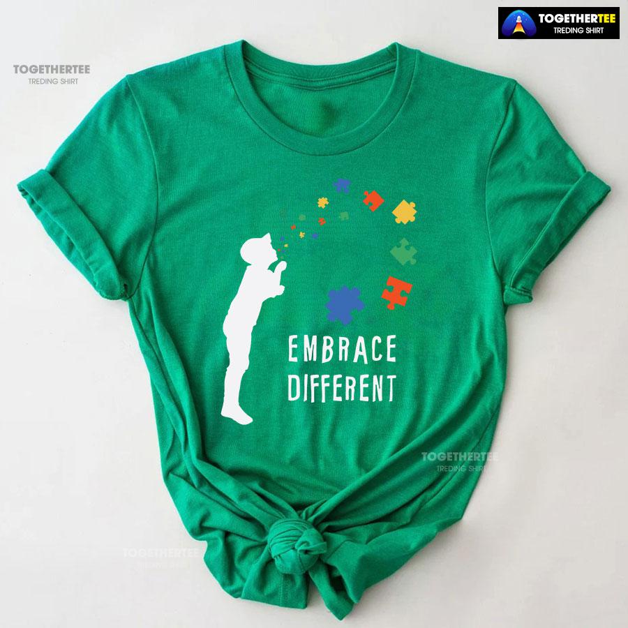 Embrace Different Kid Autism Awareness T-Shirt – Unisex Tee - Image 7