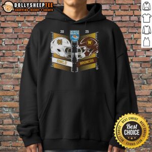 Alternative view of Original Kennesaw State Owls Vs Western Michigan Broncos 2025 Myrtle Beach Bowl Head To Head Helmet T-Shirt