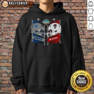 Alternative view of Original Memphis Tigers Vs North Carolina State Wolfpack 2025 Gasparilla Bowl Dueling Helmet T-Shirt